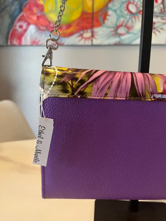 Ethel & Myrtle Purple Floral Clutch Crossbody - NWT - Picture 3 of 6